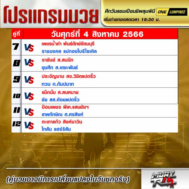 โปรแกรมมวย