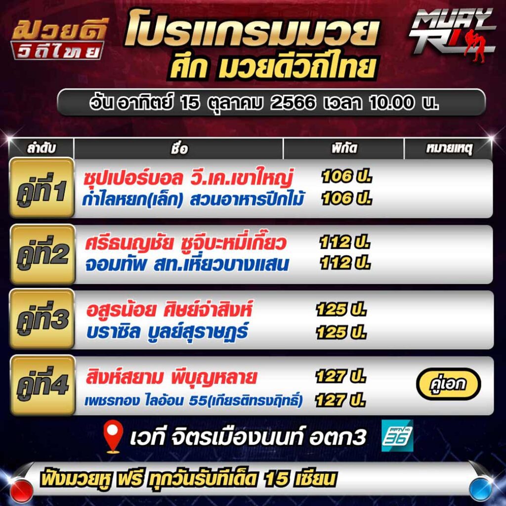 โปรแกรมมวย-ศึกมวยดีวิถีไทย